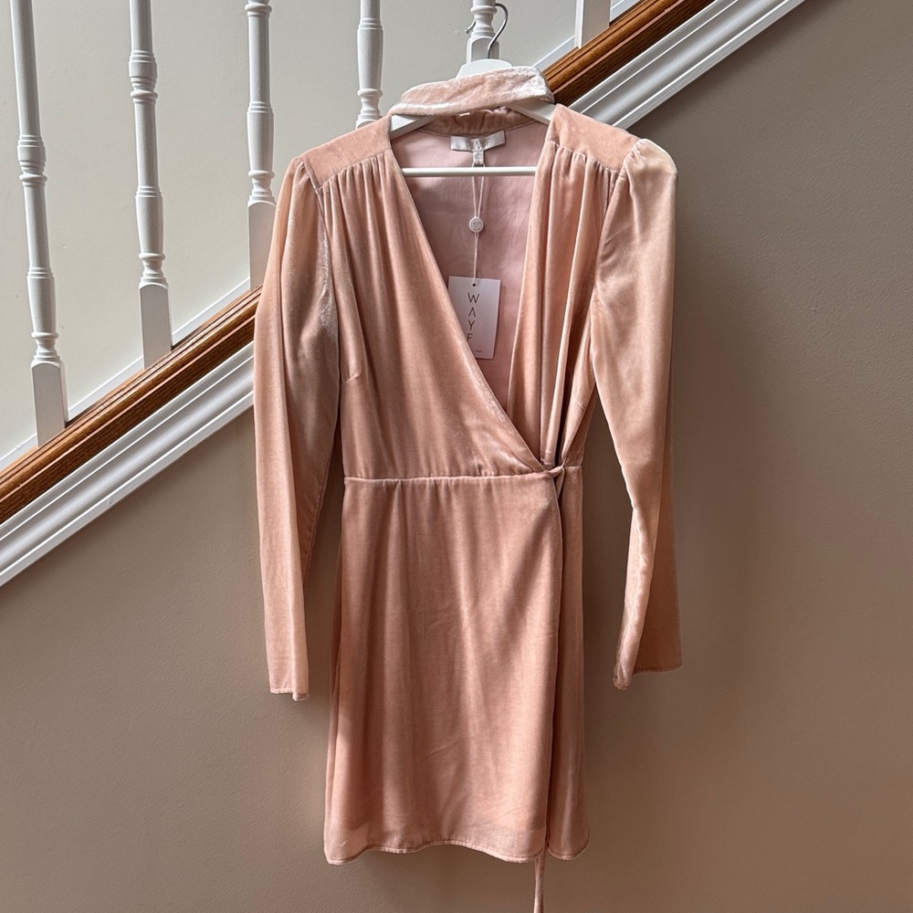 Wayf Peach Long Sleeve Dress